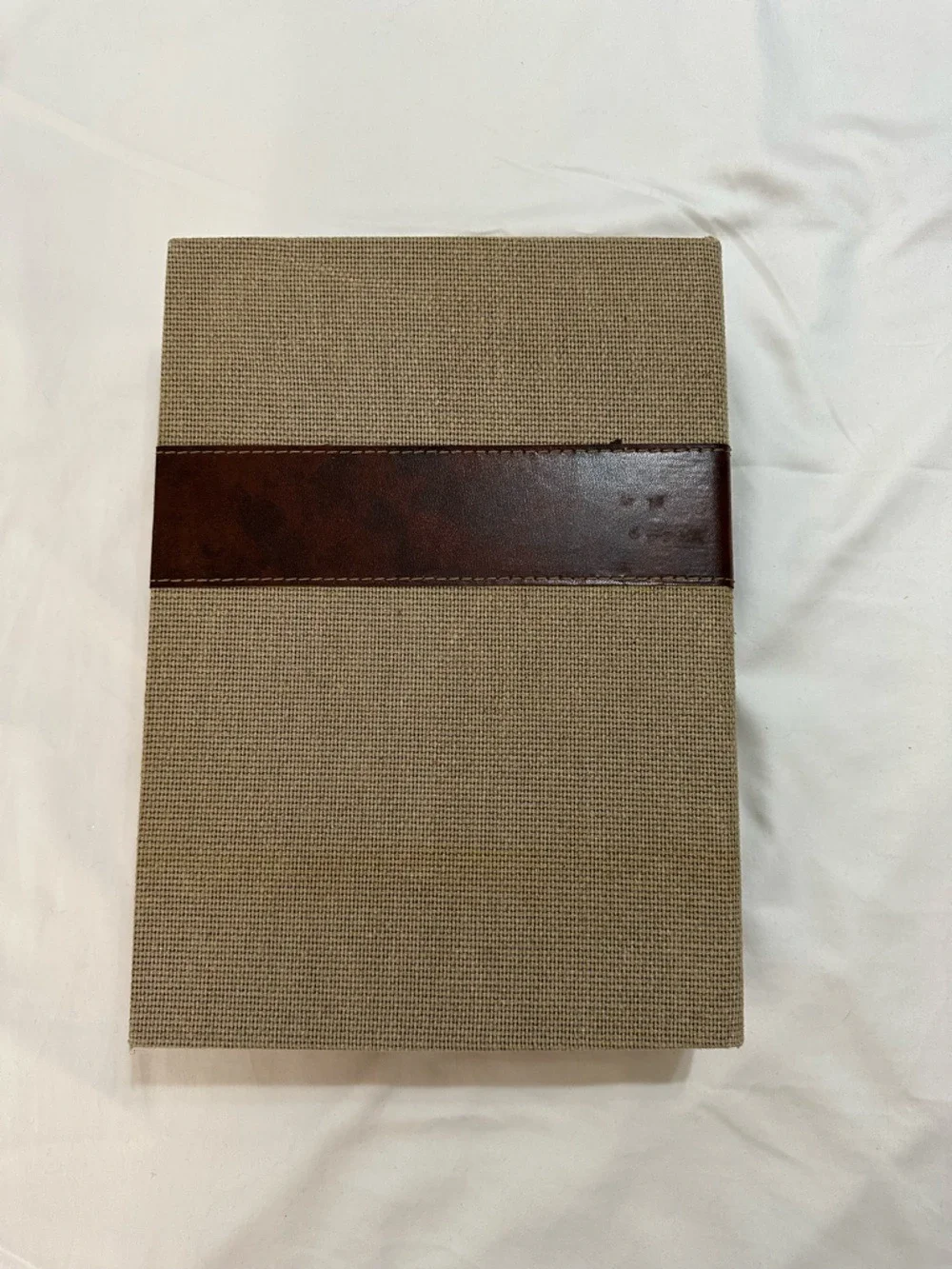 PARIS FAUX BOOK STORAGE BOX LINEN FLEUR DE LIS HIDDEN COMPARTMENT TABLE DECOR